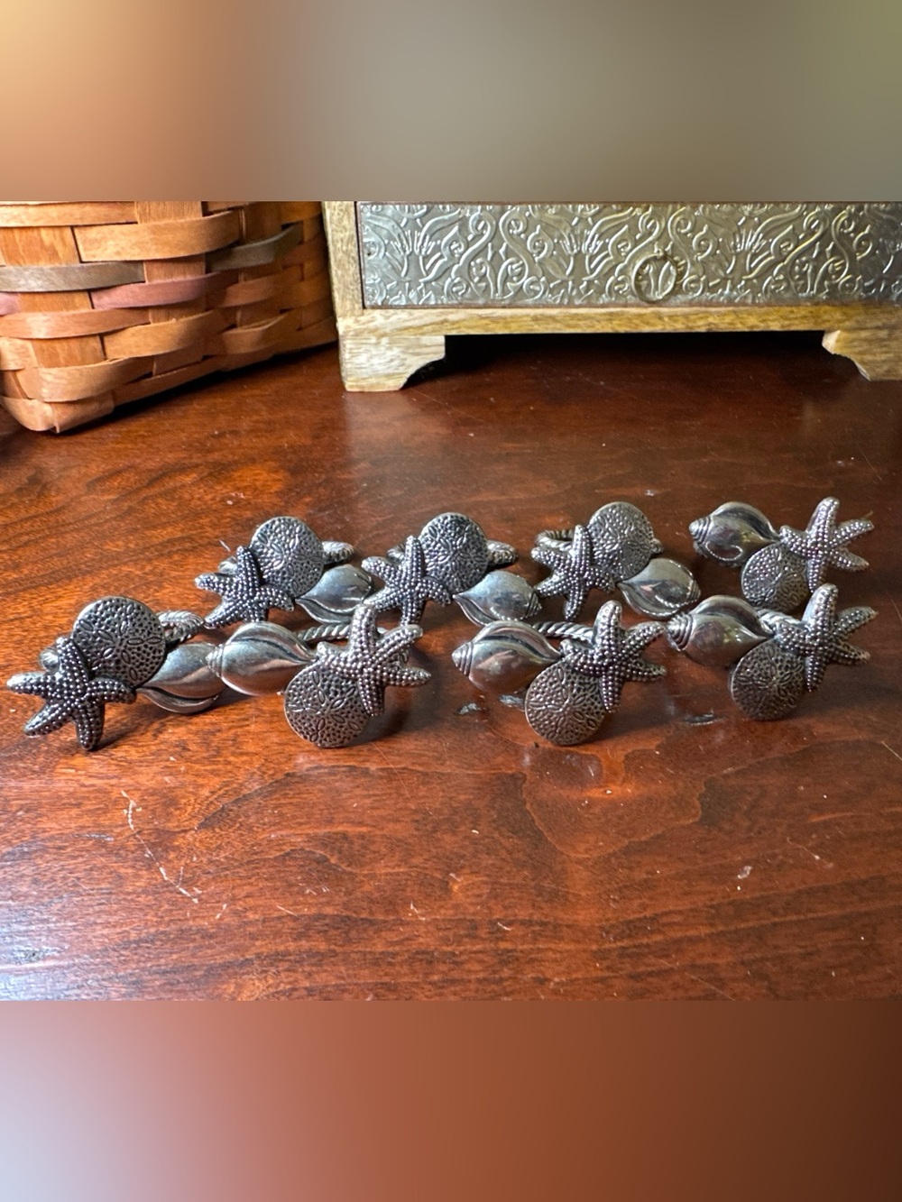 Sea Life Napkin Rings Starfish & Sand Dollar Set qty8